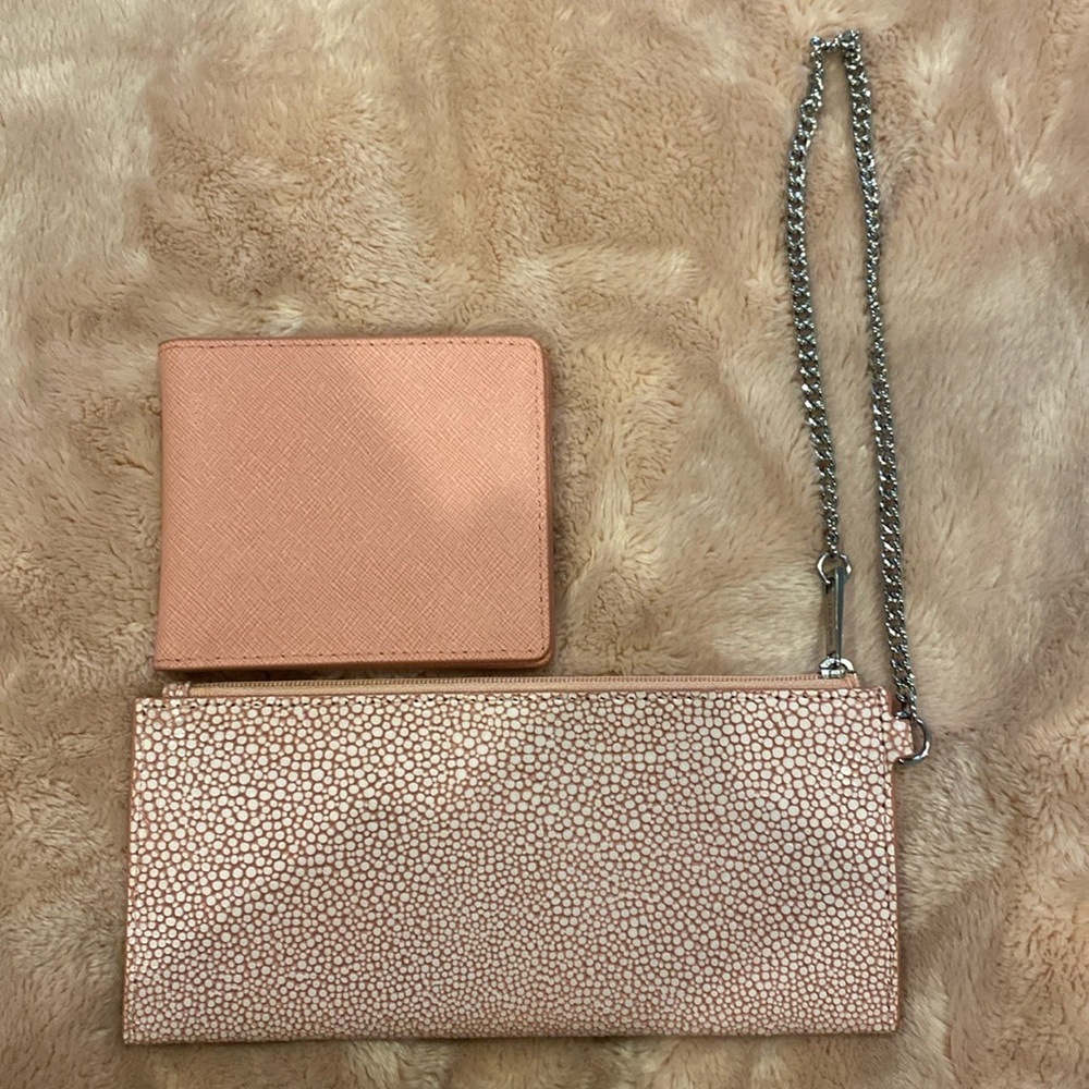 Light pink billfold and mini chain wallet set